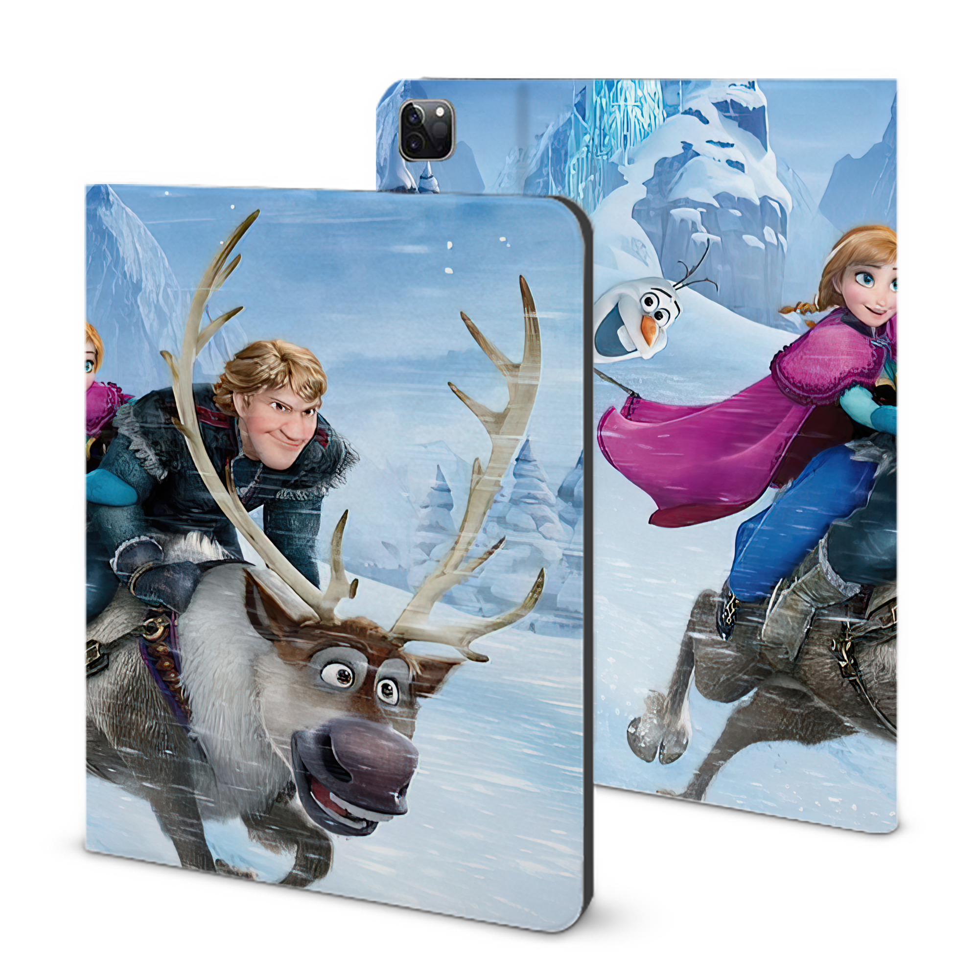 （画像用） アナと雪の女王 アンナ エルサ Frozen Anna Elsa IPad ケース ブック型 PUレザー TPU 耐衝撃 軽量 薄型 ペン収納なし 全面保護 IPad 各モデル対応